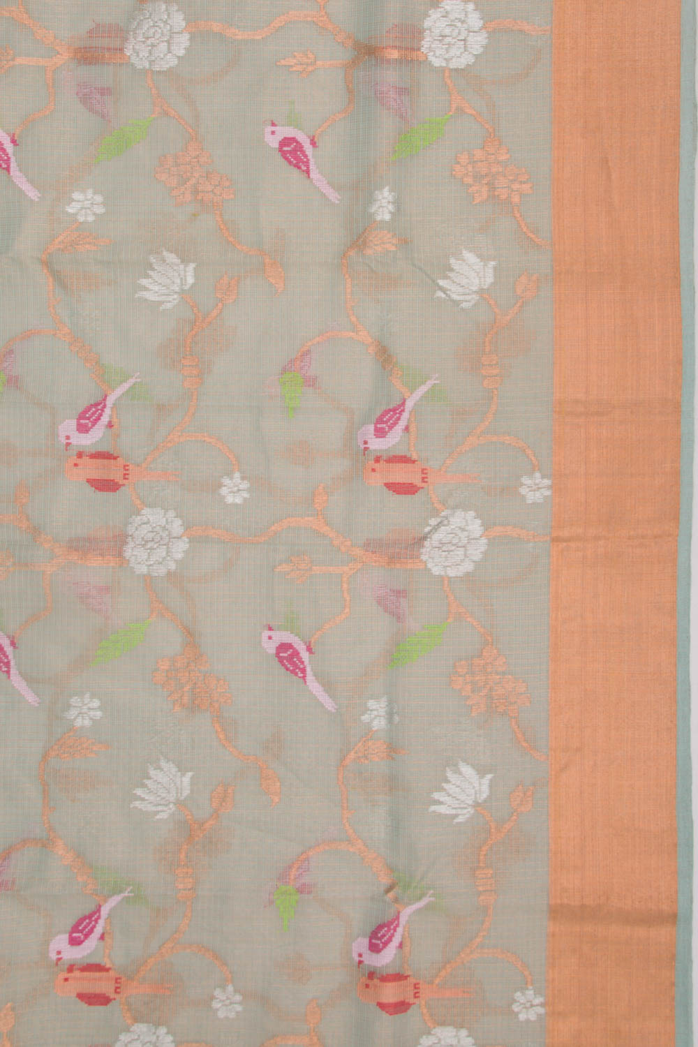 Kota Silk Tissue Jaal Pastel Blue Saree
