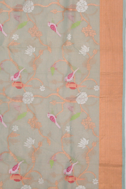 Kota Silk Tissue Jaal Pastel Blue Saree