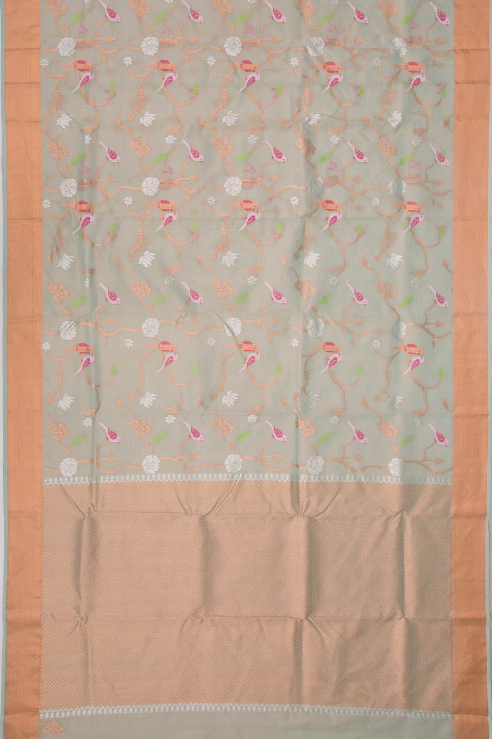Kota Silk Tissue Jaal Pastel Blue Saree