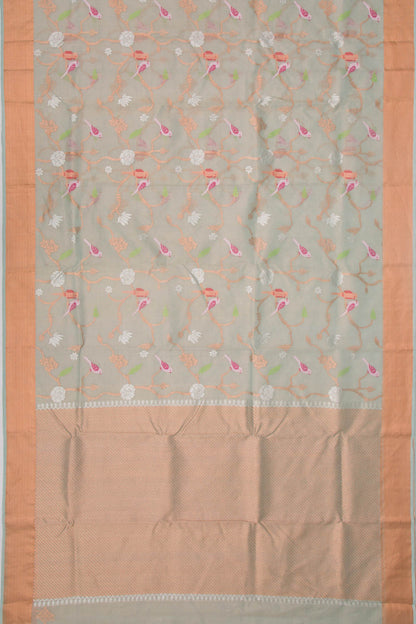 Kota Silk Tissue Jaal Pastel Blue Saree