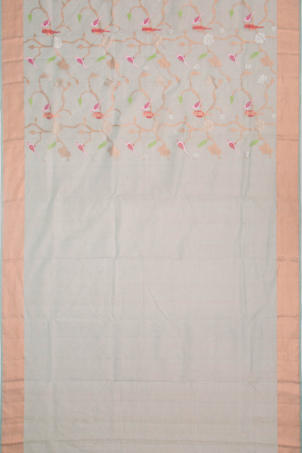 Kota Silk Tissue Jaal Pastel Blue Saree