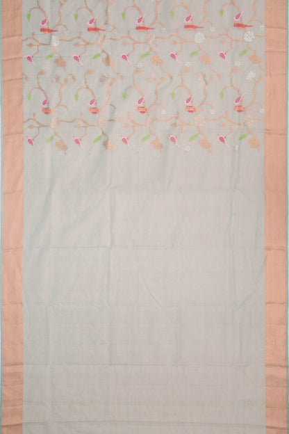 Kota Silk Tissue Jaal Pastel Blue Saree
