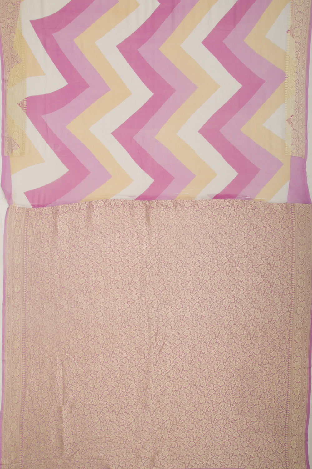 Banarasi Georgette Chevron Printed Pink Saree