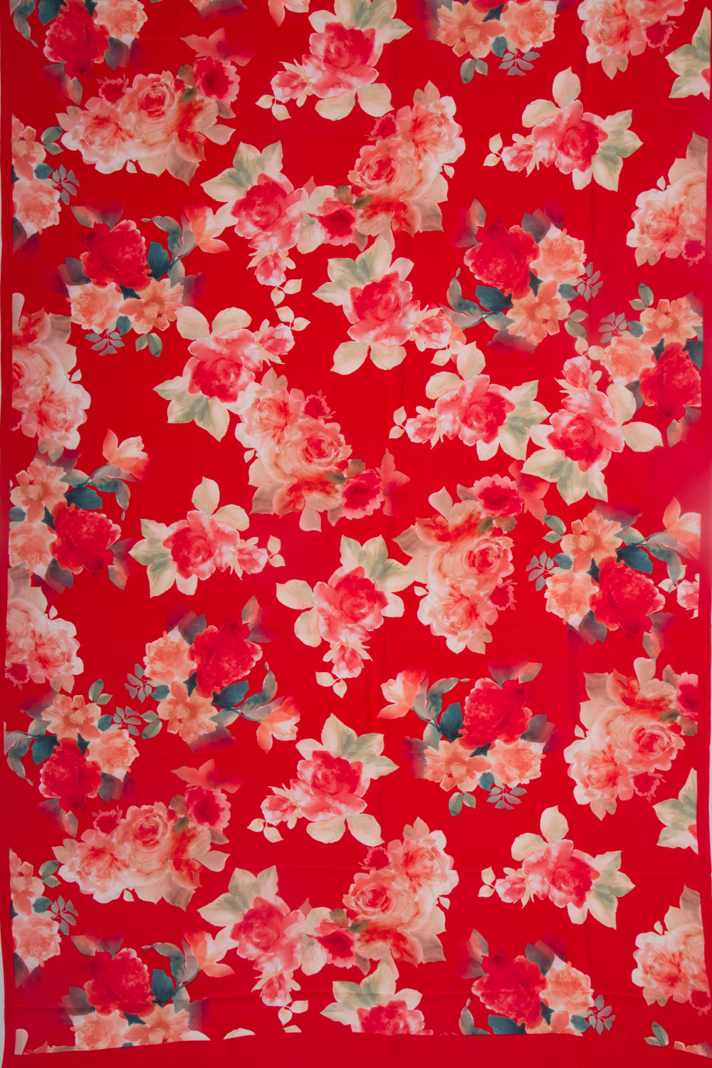 Georgette Floral Printed Red Saree