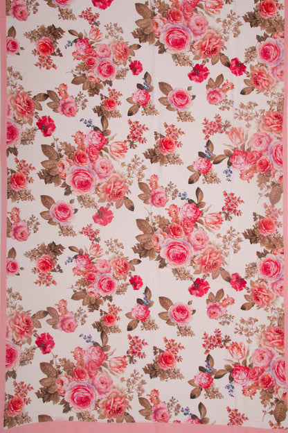 Georgette Floral Printed White Saree