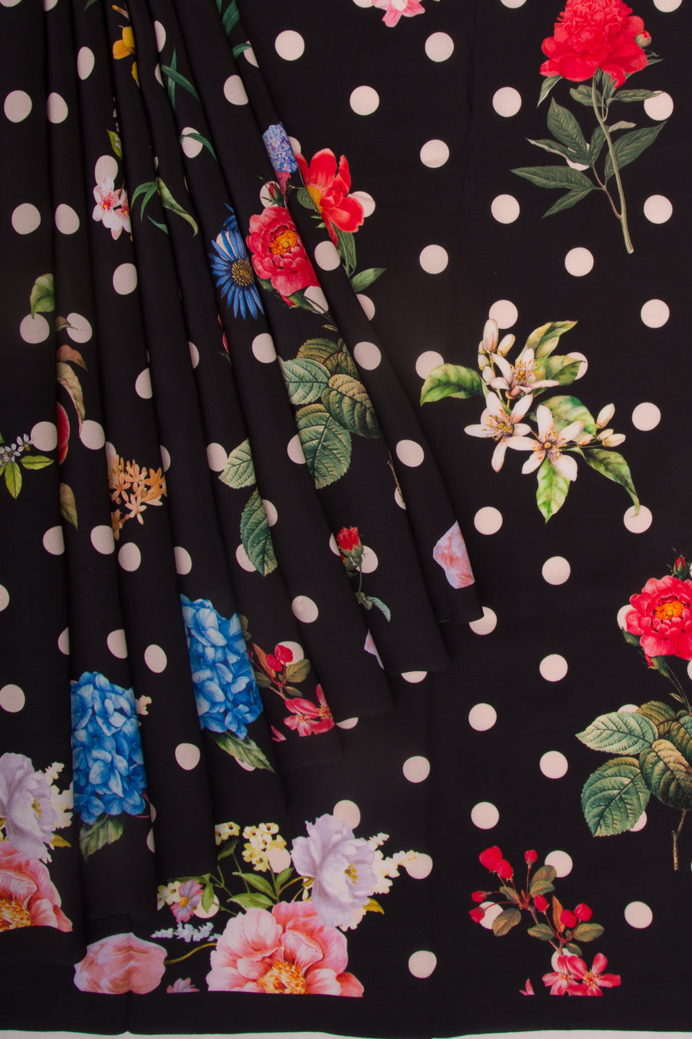 Georgette Floral Printed Black Saree