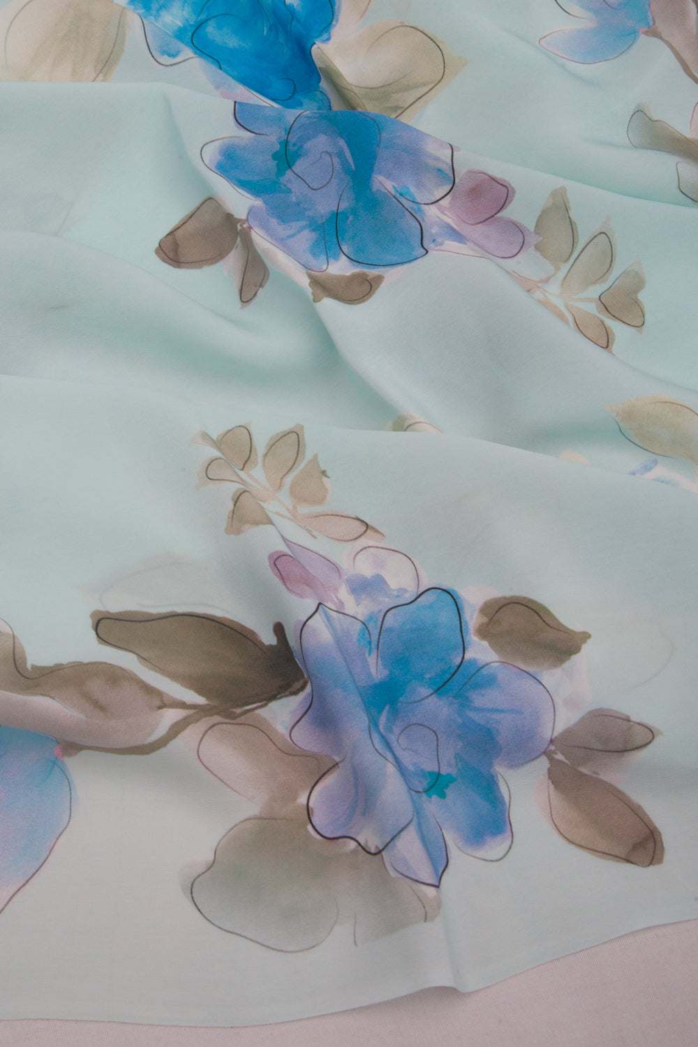Georgette Floral Printed Pastel Blue Saree