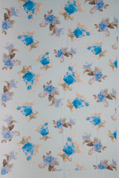 Georgette Floral Printed Pastel Blue Saree
