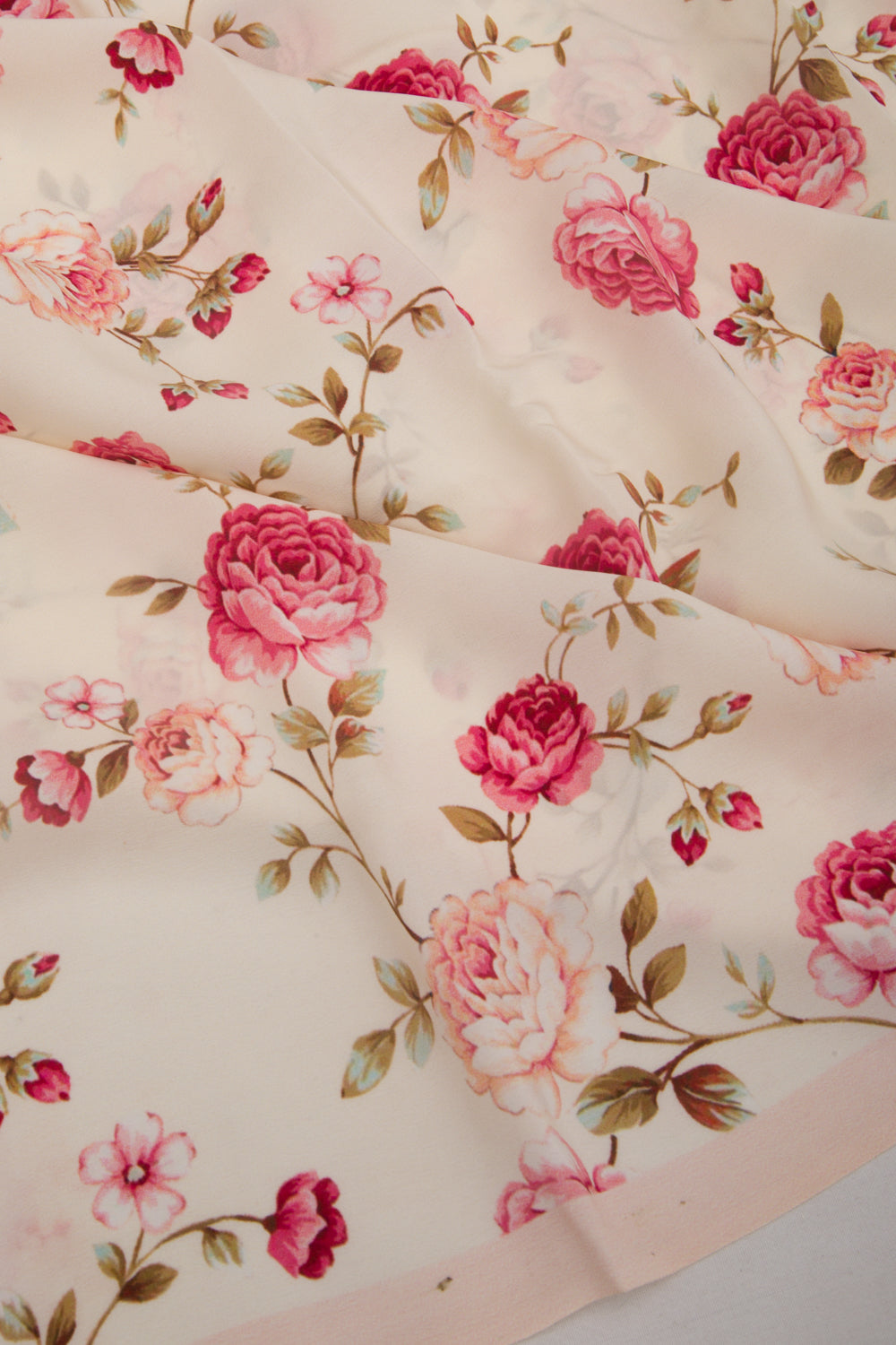 Georgette Floral Printed Cream Saree