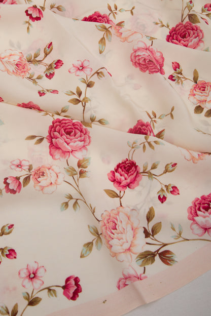 Georgette Floral Printed Cream Saree