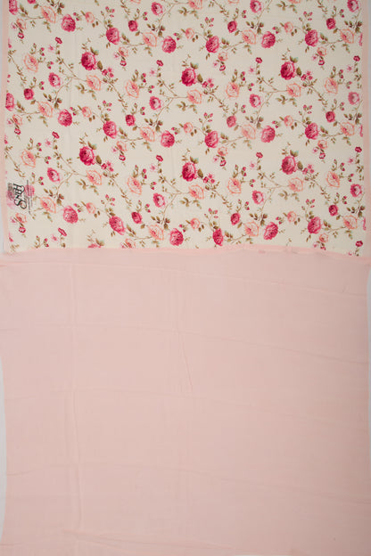 Georgette Floral Printed Cream Saree