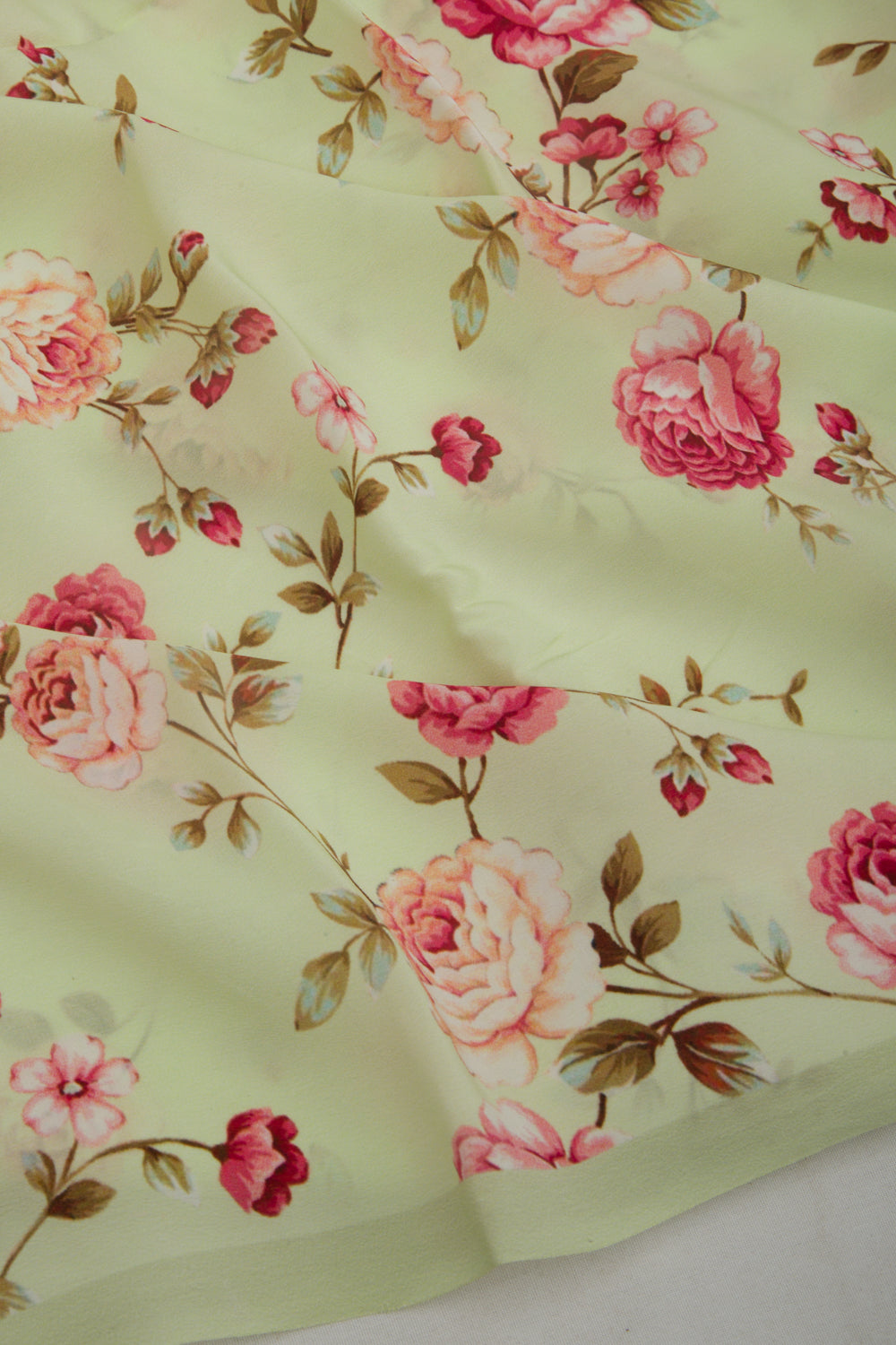 Georgette Floral Printed Green Saree