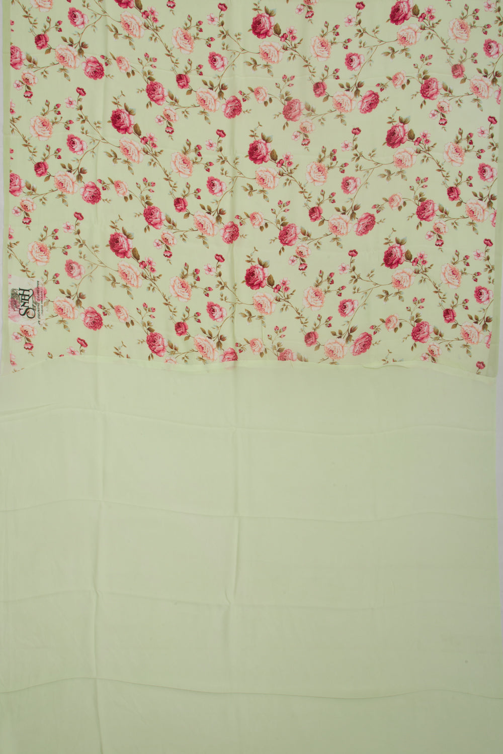 Georgette Floral Printed Green Saree