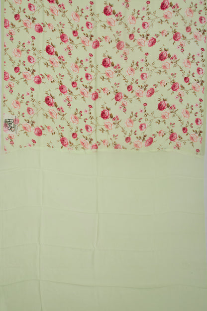 Georgette Floral Printed Green Saree