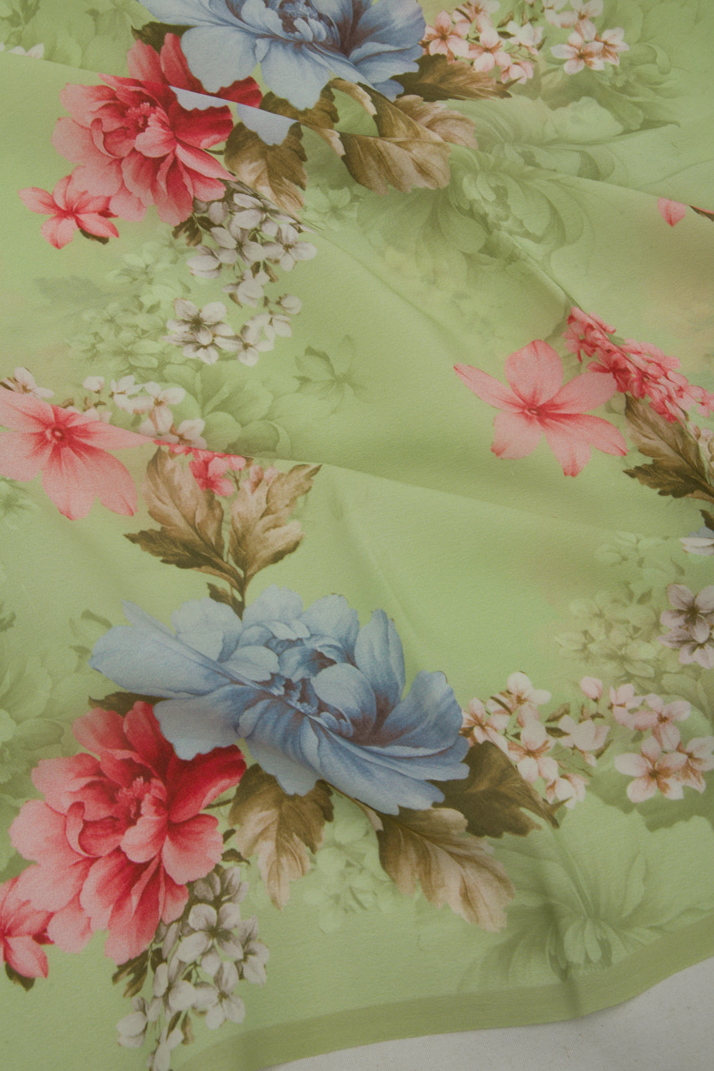 Georgette Floral Printed Pastel Green Saree