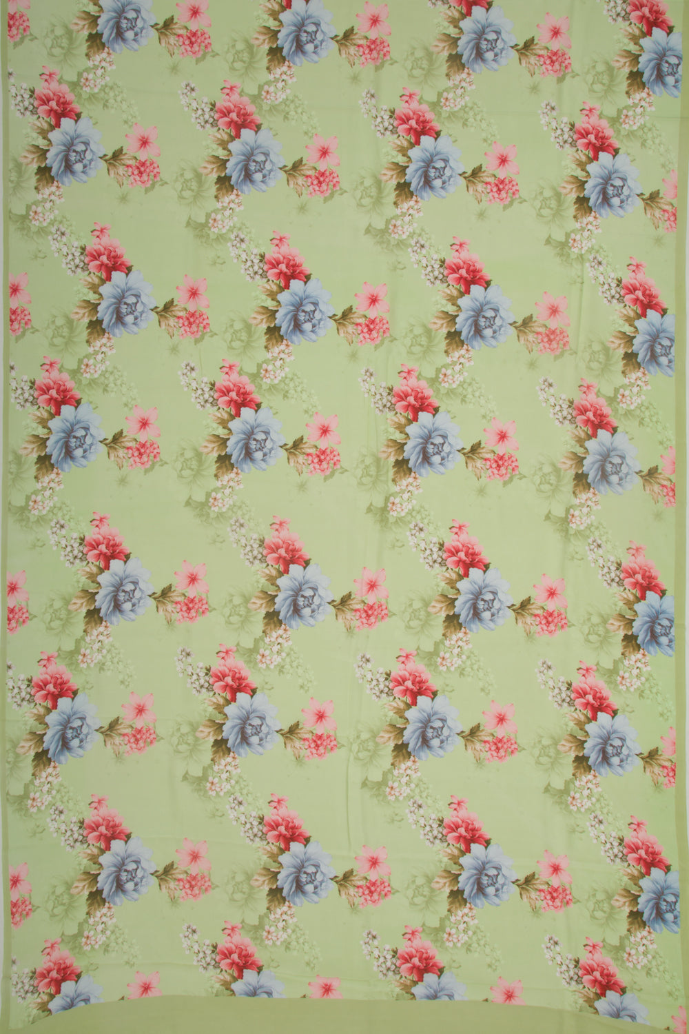 Georgette Floral Printed Pastel Green Saree