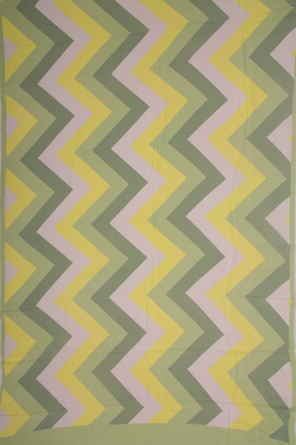 Georgette Chevron Printed Green Saree