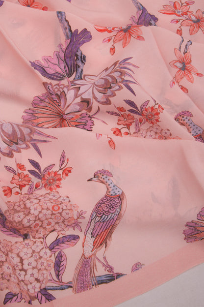 Georgette Floral Printed Pink Saree