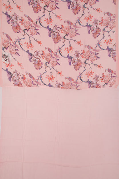 Georgette Floral Printed Pink Saree