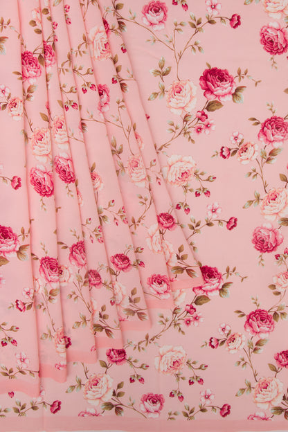 Georgette Floral Printed Pink Saree