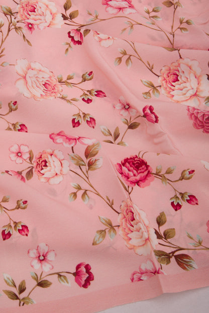 Georgette Floral Printed Pink Saree