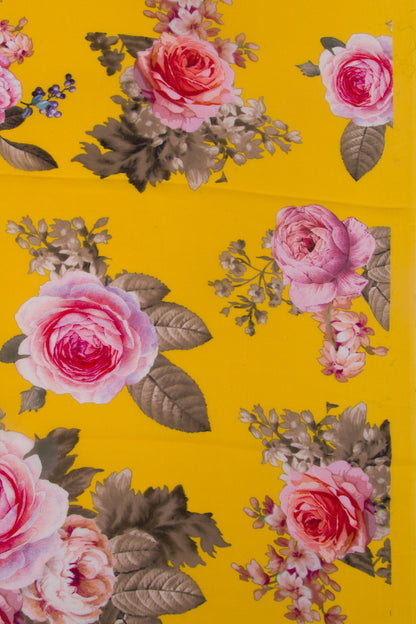 Georgette Floral Printed Yellow Saree