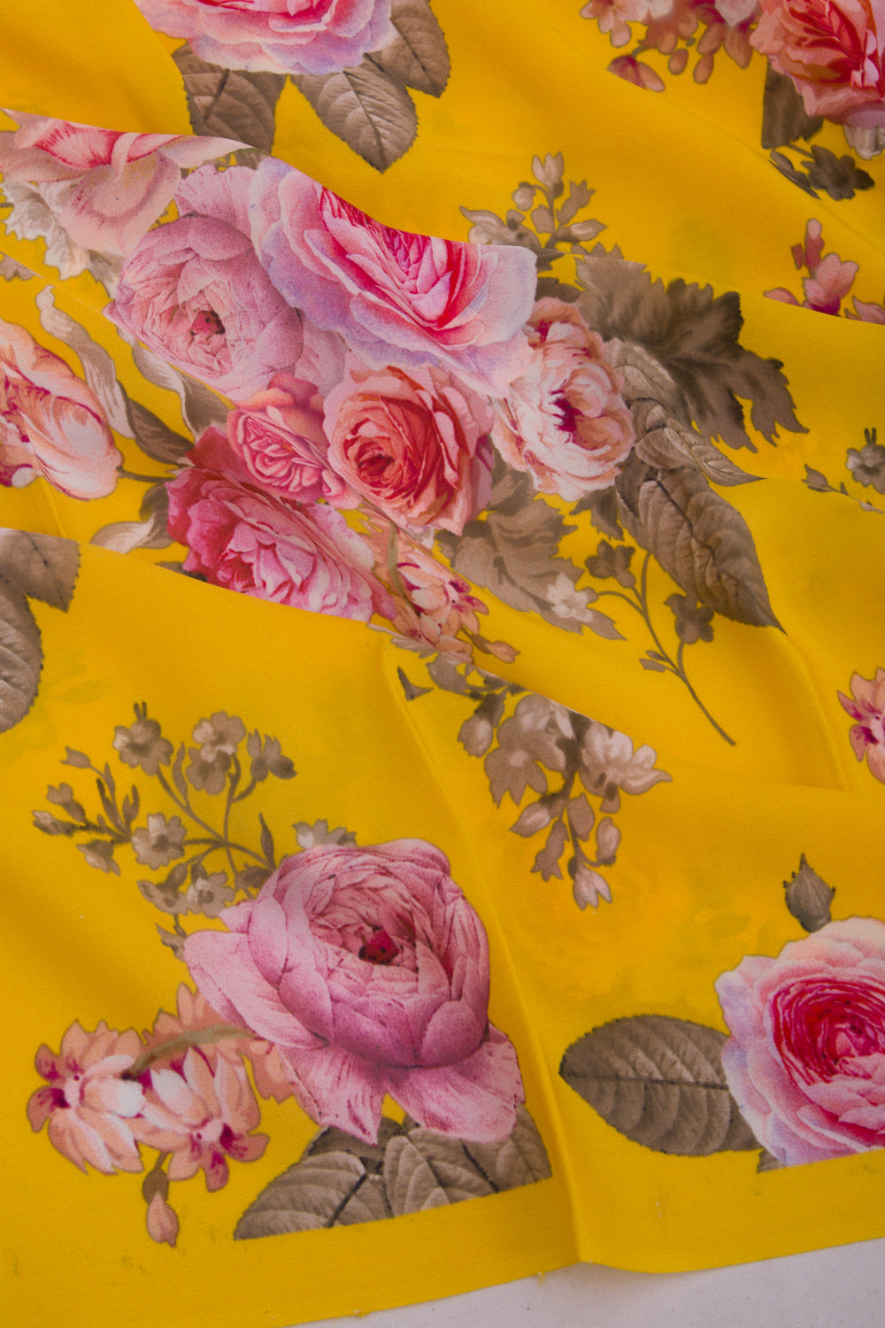 Georgette Floral Printed Yellow Saree