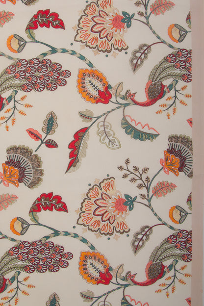 Georgette Floral Printed Cream Saree
