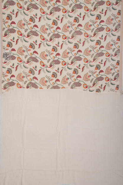 Georgette Floral Printed Cream Saree