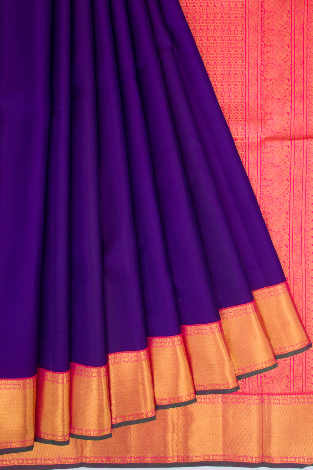 Kanchipuram Silk Plain Dark Blue Saree