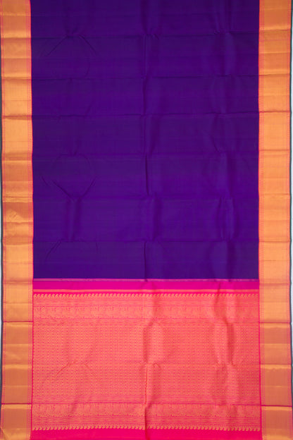 Kanchipuram Silk Plain Dark Blue Saree