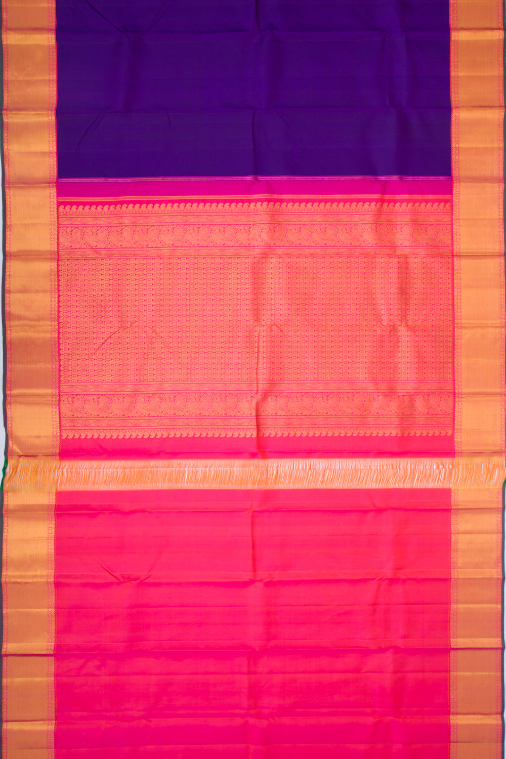 Kanchipuram Silk Plain Dark Blue Saree