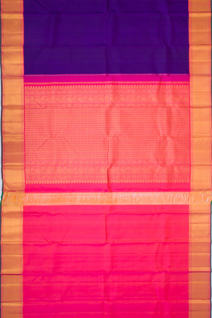 Kanchipuram Silk Plain Dark Blue Saree