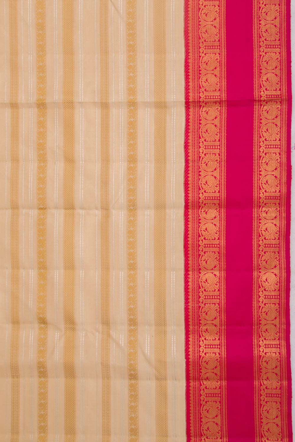 Kanchipuram Silk Lines Cream Saree