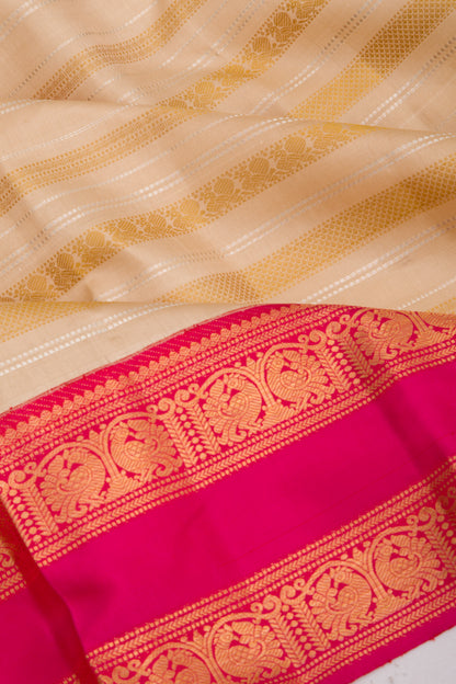 Kanchipuram Silk Lines Cream Saree