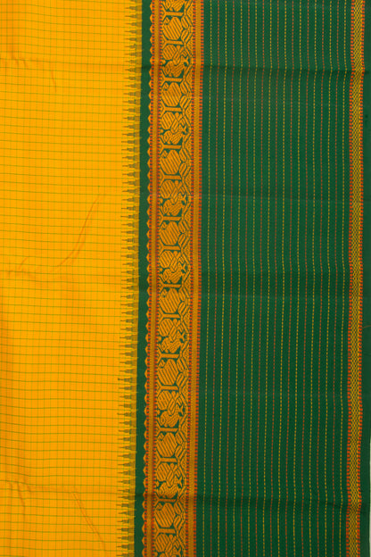 Kanchipuram Silk Checks Yellow Saree
