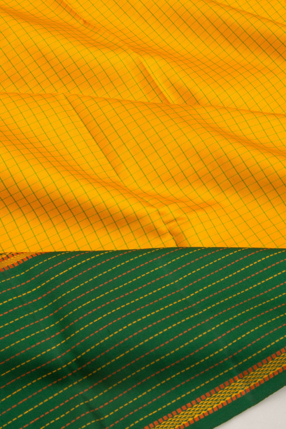 Kanchipuram Silk Checks Yellow Saree
