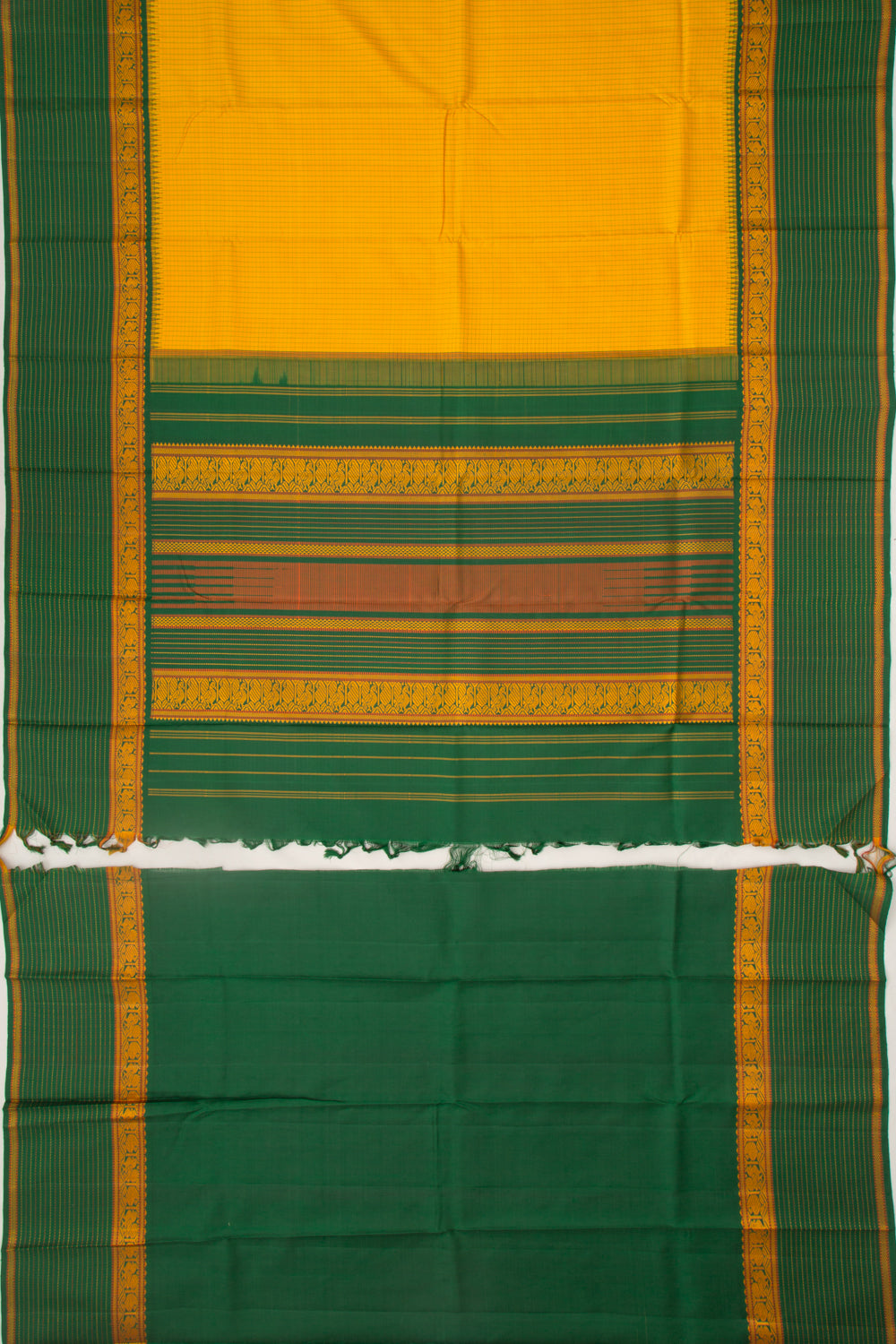 Kanchipuram Silk Checks Yellow Saree