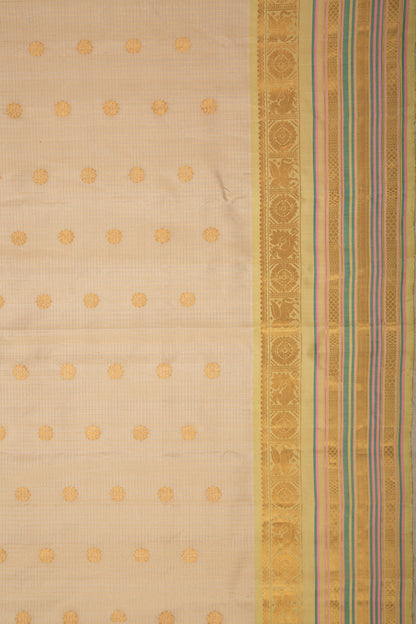 Gadwal Silk Checks And Butta Cream Saree