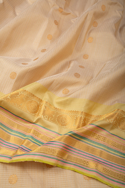 Gadwal Silk Checks And Butta Cream Saree
