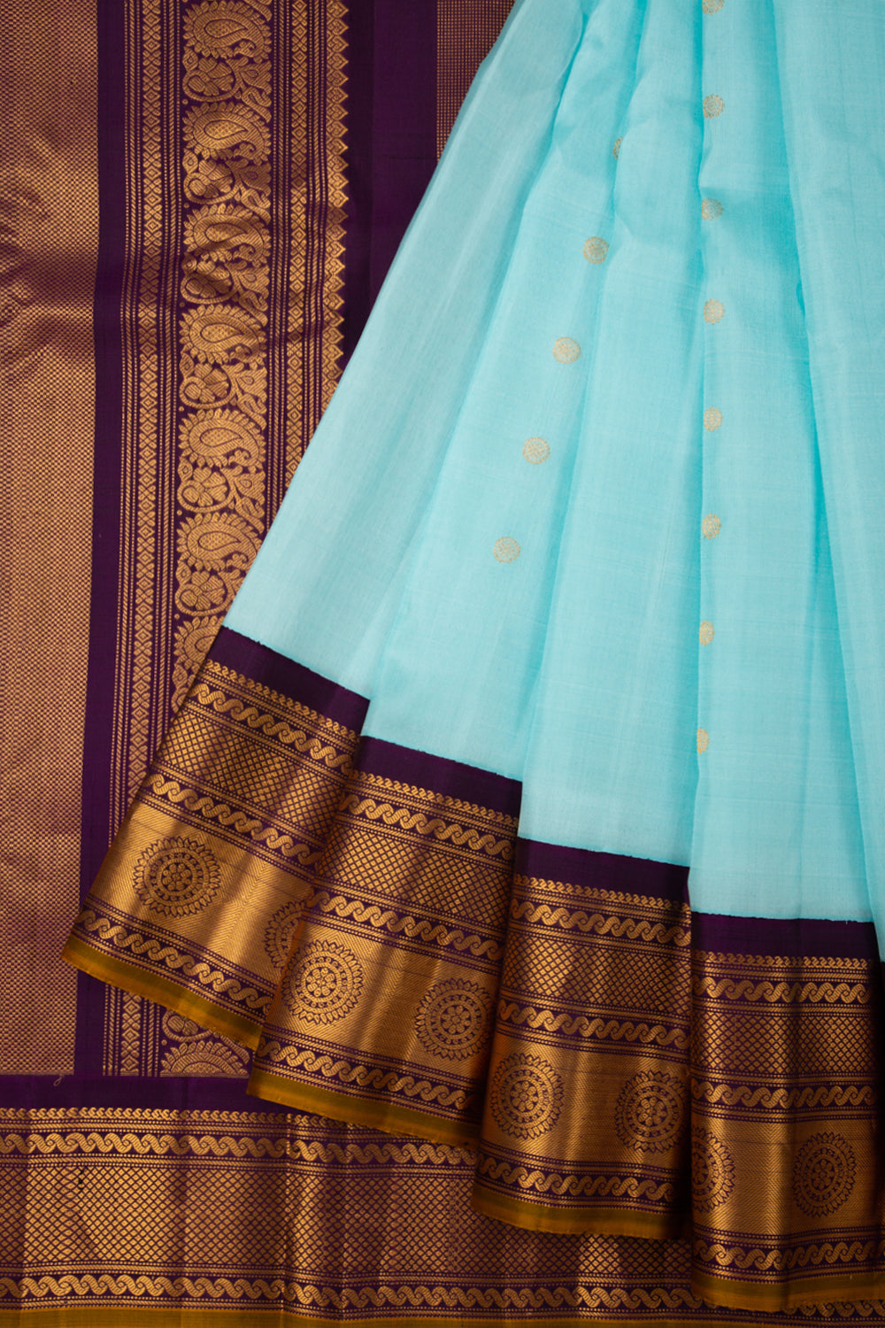 Gadwal Silk Butta Sky Blue Saree