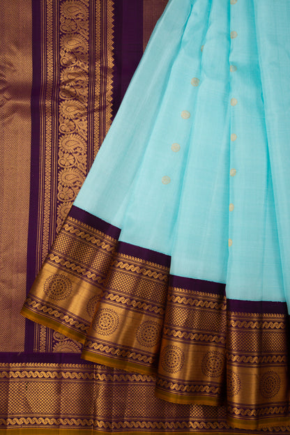 Gadwal Silk Butta Sky Blue Saree