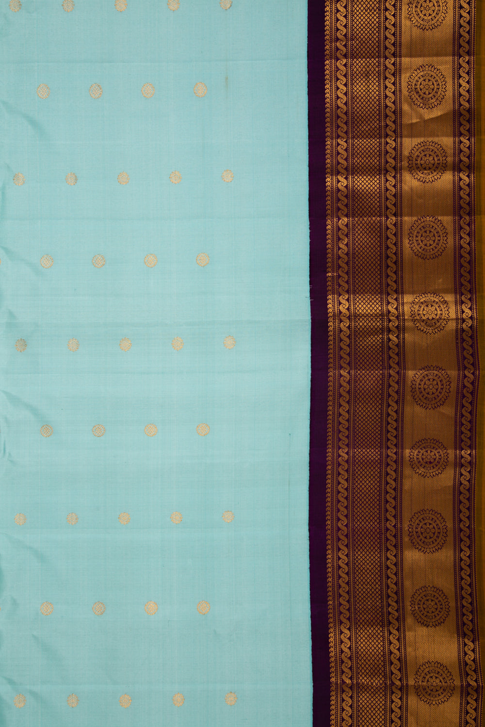 Gadwal Silk Butta Sky Blue Saree
