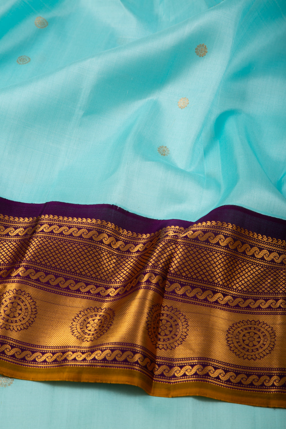 Gadwal Silk Butta Sky Blue Saree