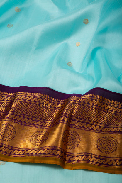 Gadwal Silk Butta Sky Blue Saree