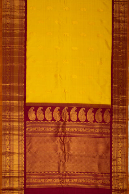 Gadwal Silk Butta Yellow Saree