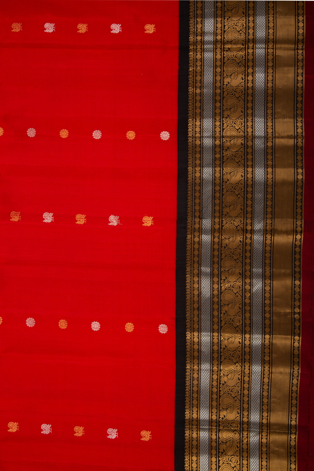 Gadwal Silk Butta Red Saree