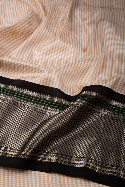 Gadwal Silk Checks And Butta Off-White Saree