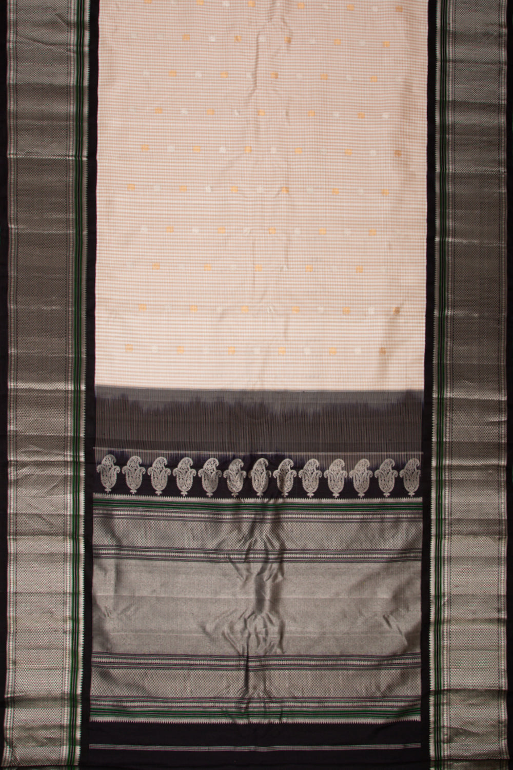 Gadwal Silk Checks And Butta Off-White Saree