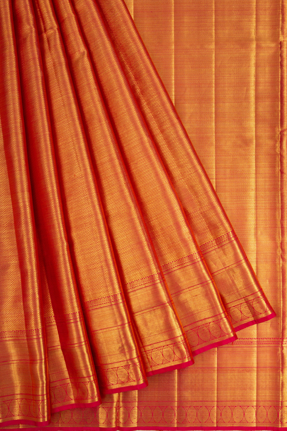 Kanchipuram Silk Tissue Brocade Red Saree